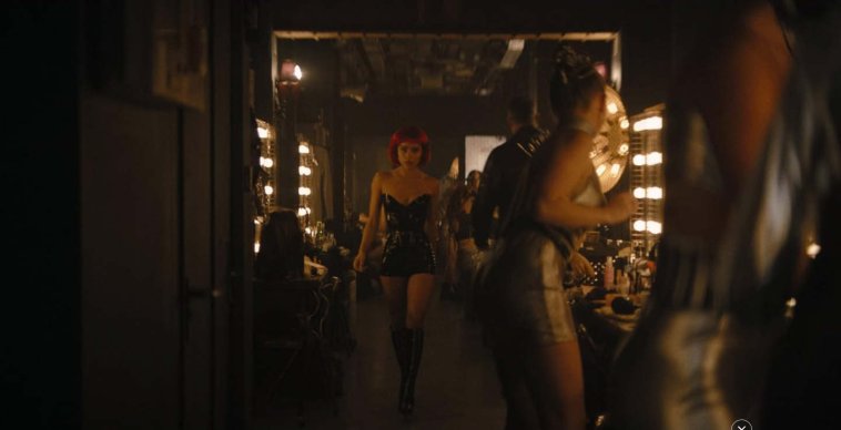 Zoe Kravitz-3-strutting in dressing room-short-haired red wig-crpd.JPG